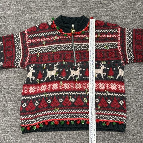 Vintage Alps Christmas Sweater Women Medium Reindeer Light Up Fair Isle Wool USA - Picture 5 of 13